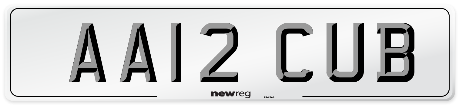 AA12 CUB Number Plate from New Reg